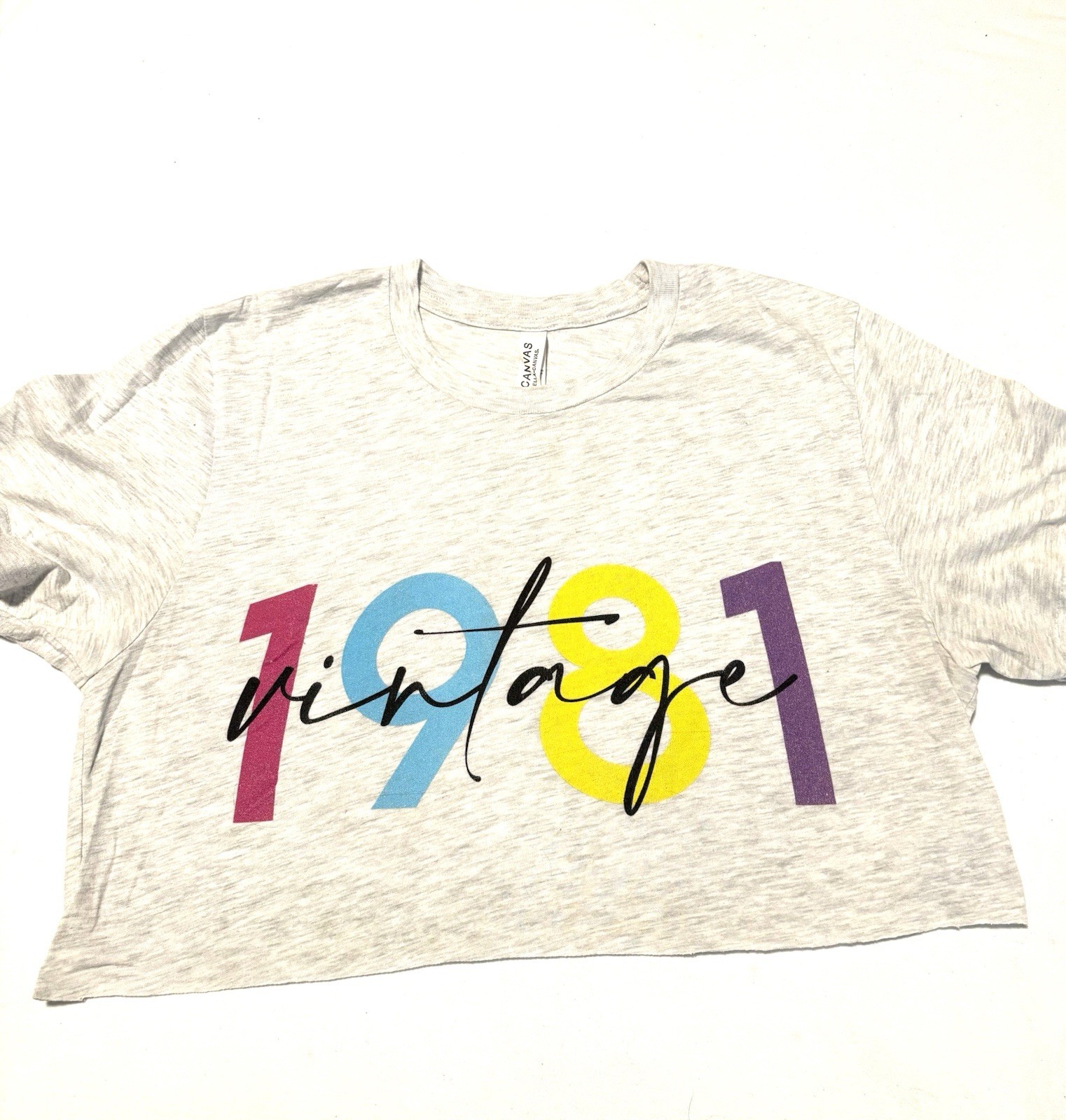 Bella+Canvas Unisex Gray Cotton Blend Jersey Graphic 90s Crew T-Shirt M gallery
