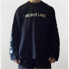 Helmut Lang Men’s Societas Graphic Long Sleeve Crewneck Shirt In Black Size XL