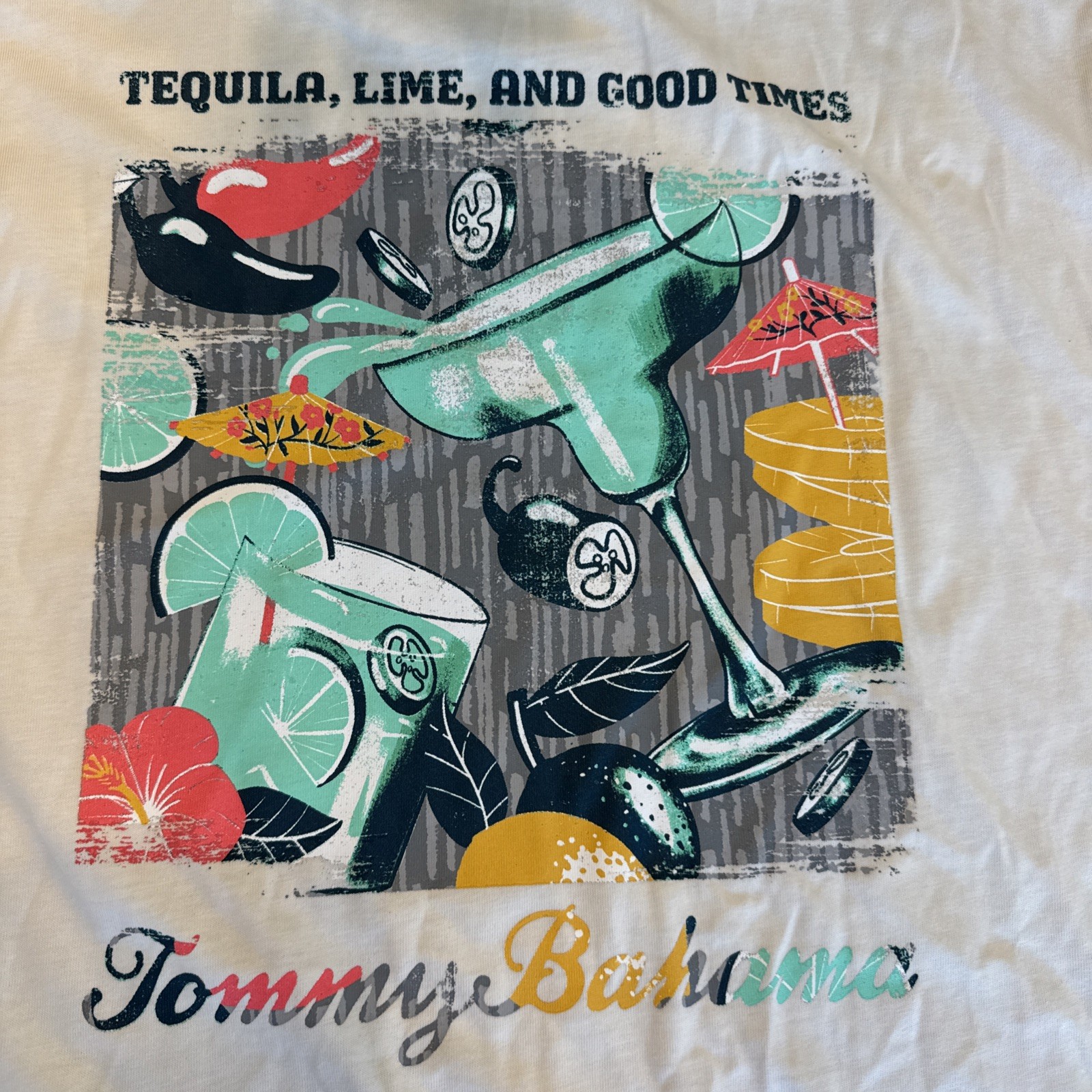 Tommy Bahama SZ XL Mens SS Tshirt White Lace Tequila Lime Good Times Cotton NWT gallery