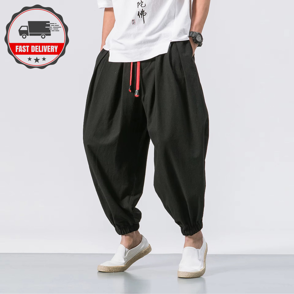 Fgkks Spring Men Loose Harem Pants Chinese Linen Overweight Sweatpants High Qual