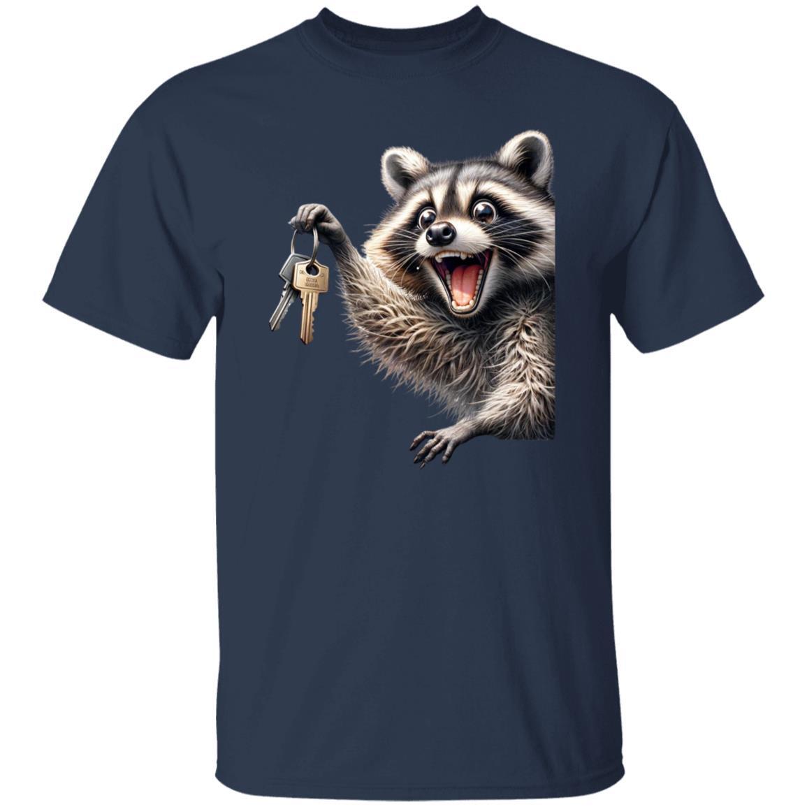 Realtor T-Shirt Racoon with key Real estate agent homeowner Unisex tee Black Nav gallery