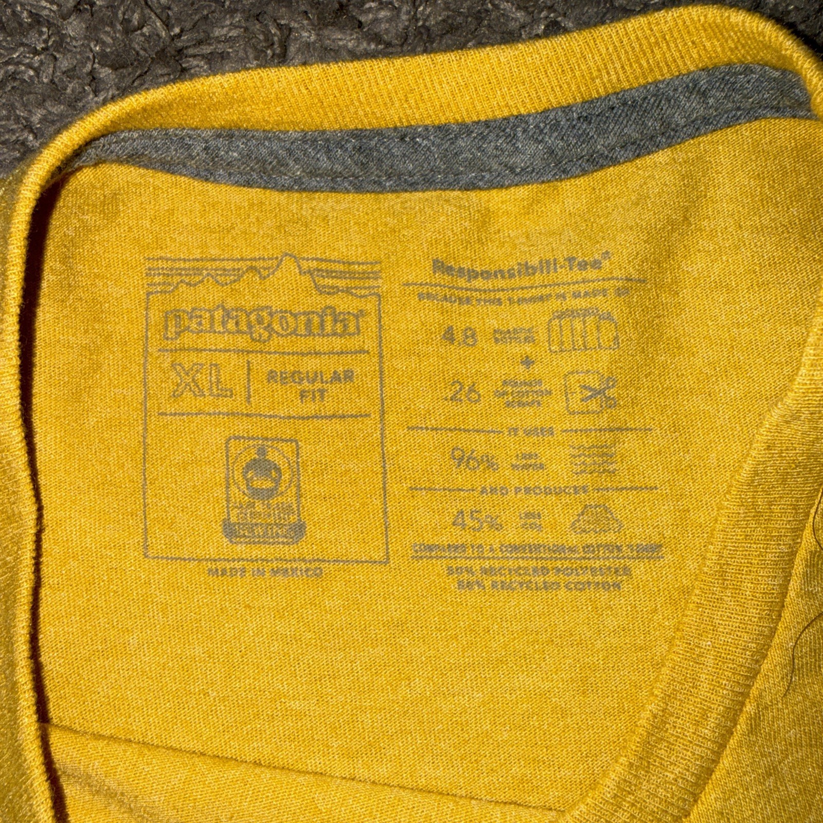 Patagonia Shirt Mens XL Yellow Line Logo Badge Responsibili-Tee Graphic Tee gallery