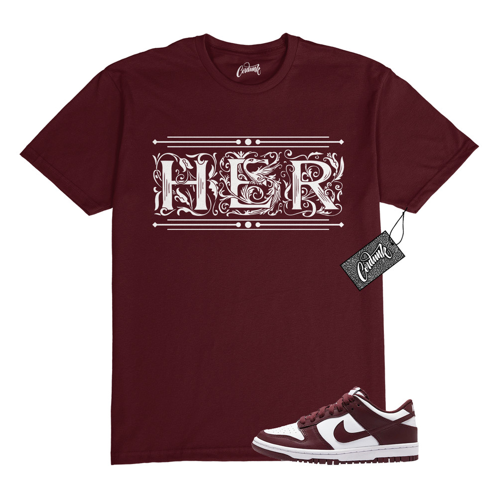 Dunk Team Red White Low Maroon Burgundy T Shirt Match HER