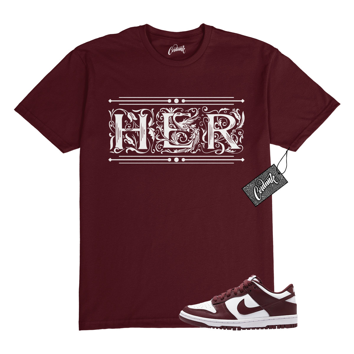 Dunk Team Red White Low Maroon Burgundy T Shirt Match HER