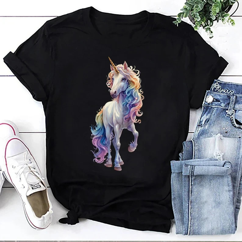 Rainbow Unicorn T-Shirt: Fantasy Magical Tee for Ladies gallery