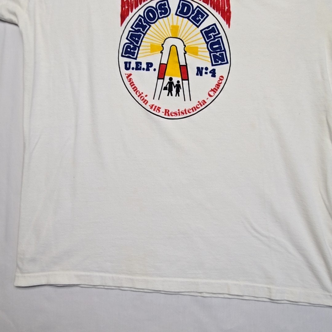 Vintage Rayos De Luz Graphic Tee 1st Grade Christian School White XXL Shirt 90s gallery