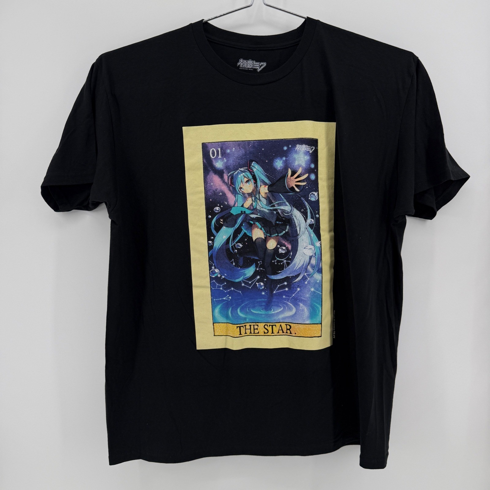 Hatsune Miku T-Shirt Mens 2XL Black Graphic 100% Cotton Tarot Card The Star gallery