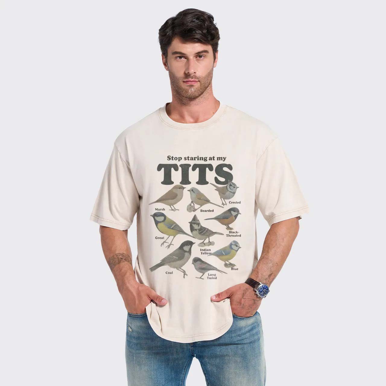Stop Staring At My Tits Shirt Funny Bird Pun Graphic Tee gallery
