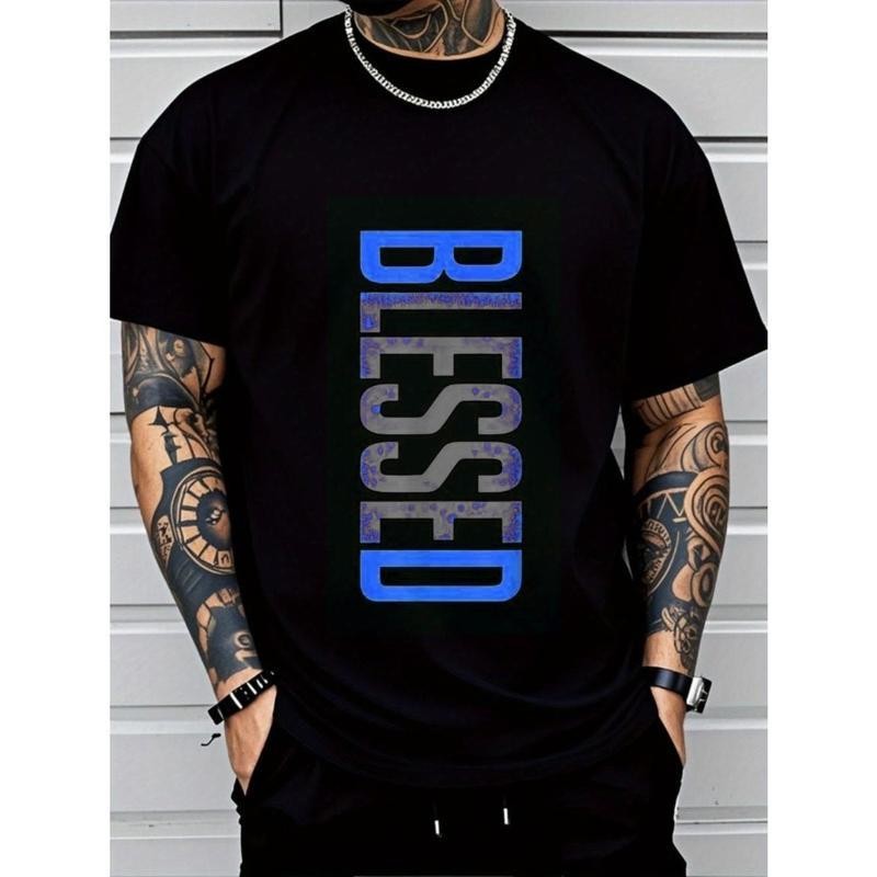 Men's Plus Size Casual Crew Neck T-Shirt - Geometric-Pattern, Smooth Cotton gallery