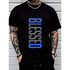 Men’s Plus Size Casual Crew Neck T-Shirt – Geometric-Pattern, Smooth Cotton