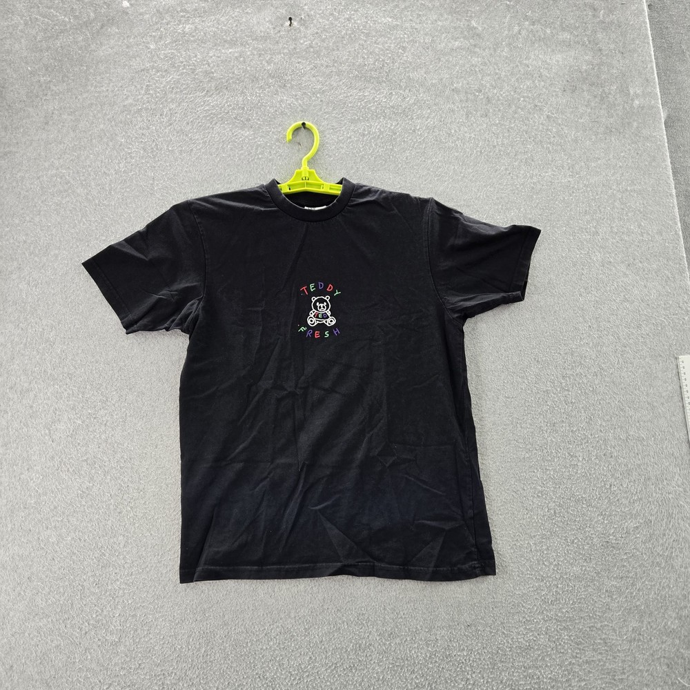 Teddy Fresh Men Shirt S Black Bear Logo Embroidered Short Sleeve