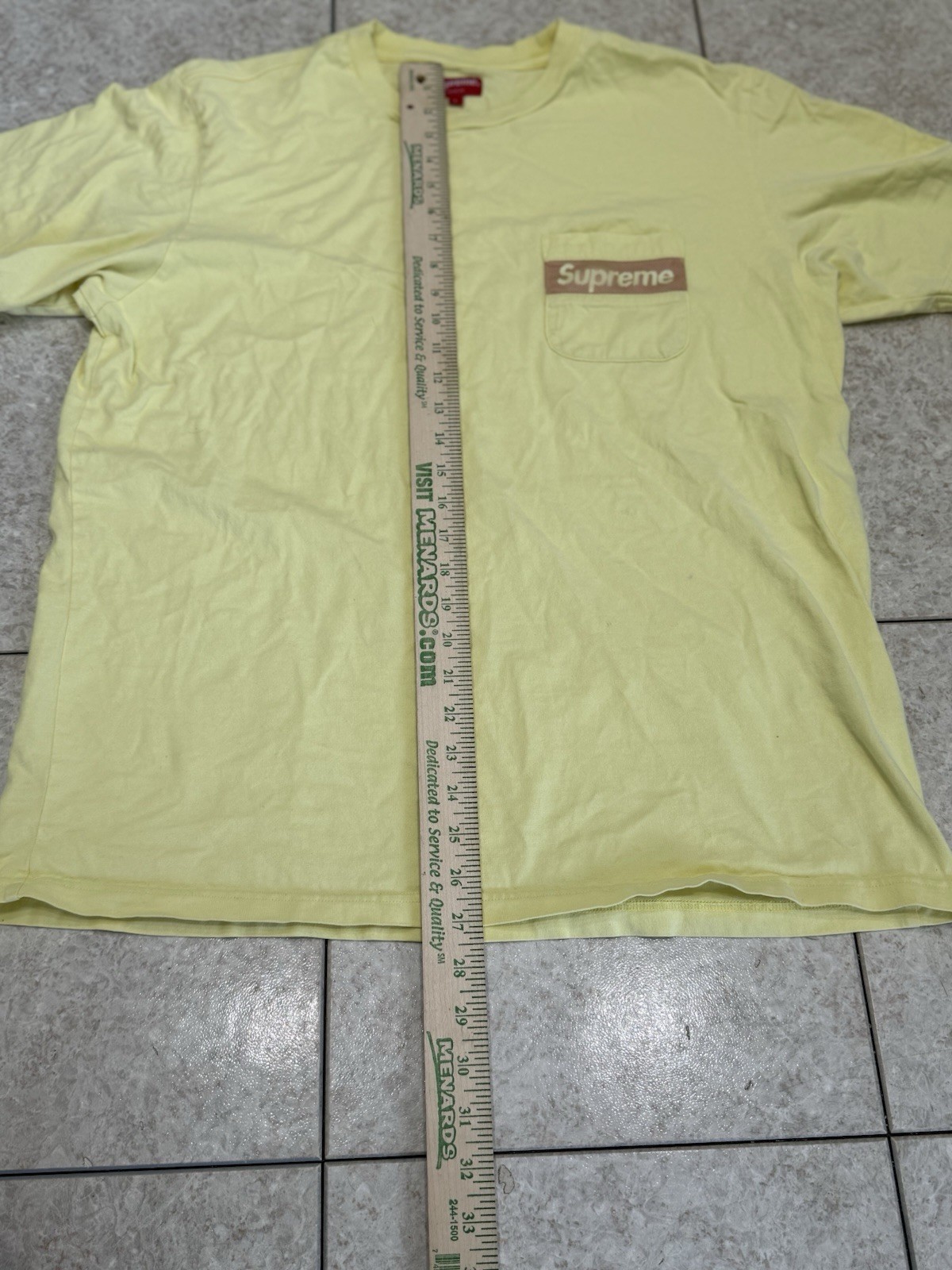 Supreme Mesh Stripe Pocket Tee – Large – Pale Yellow - SS19 gallery