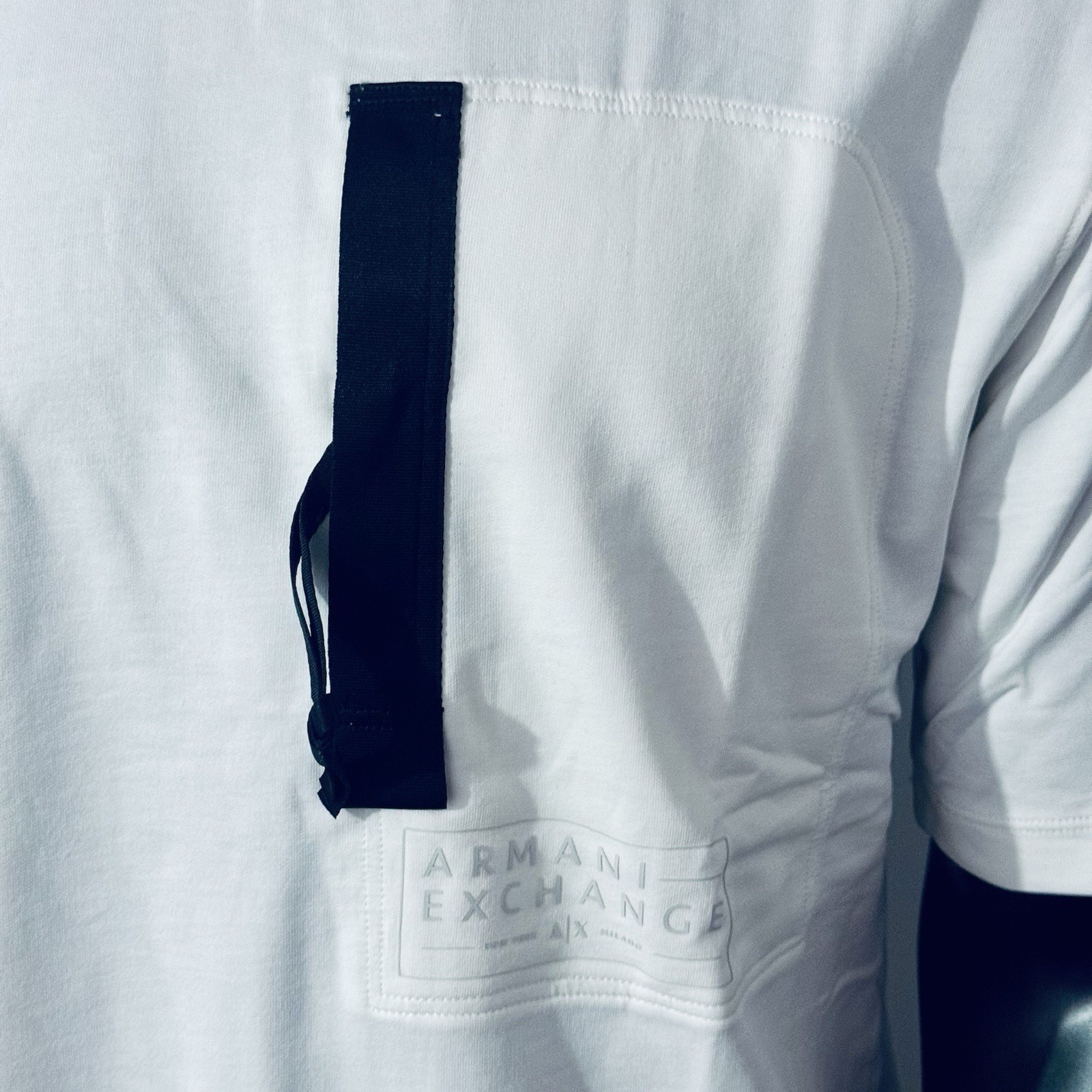 New Armani Exchange Men's Crew Neck Zipper Short Sleeve Logo Shirt gallery