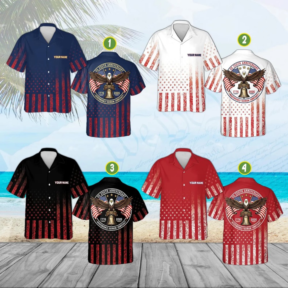 Custom USA 250th Anniversary 3D Print Hawaiian Shirt – Adults & Youth