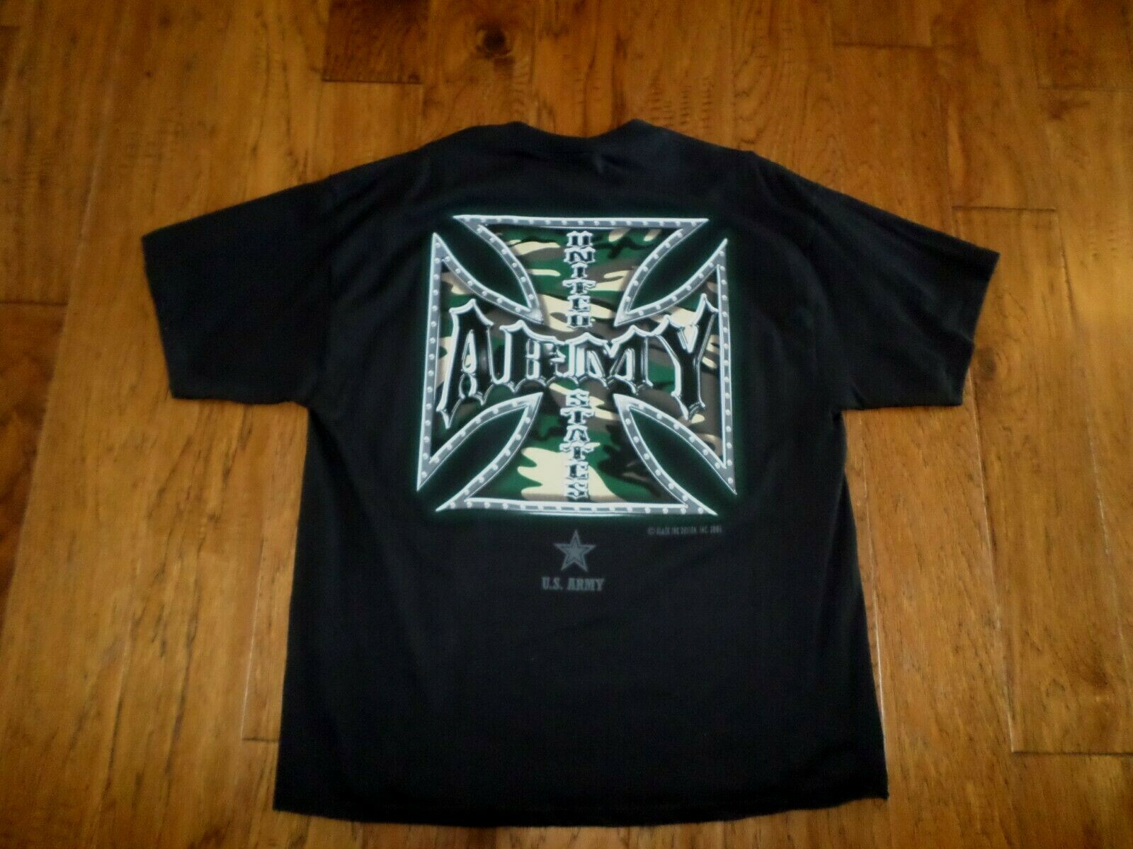 U.S MILITARY ARMY T- SHIRT IRON CROSS MADE IN THE USA BLACK INK DESIGN MEDIUM gallery