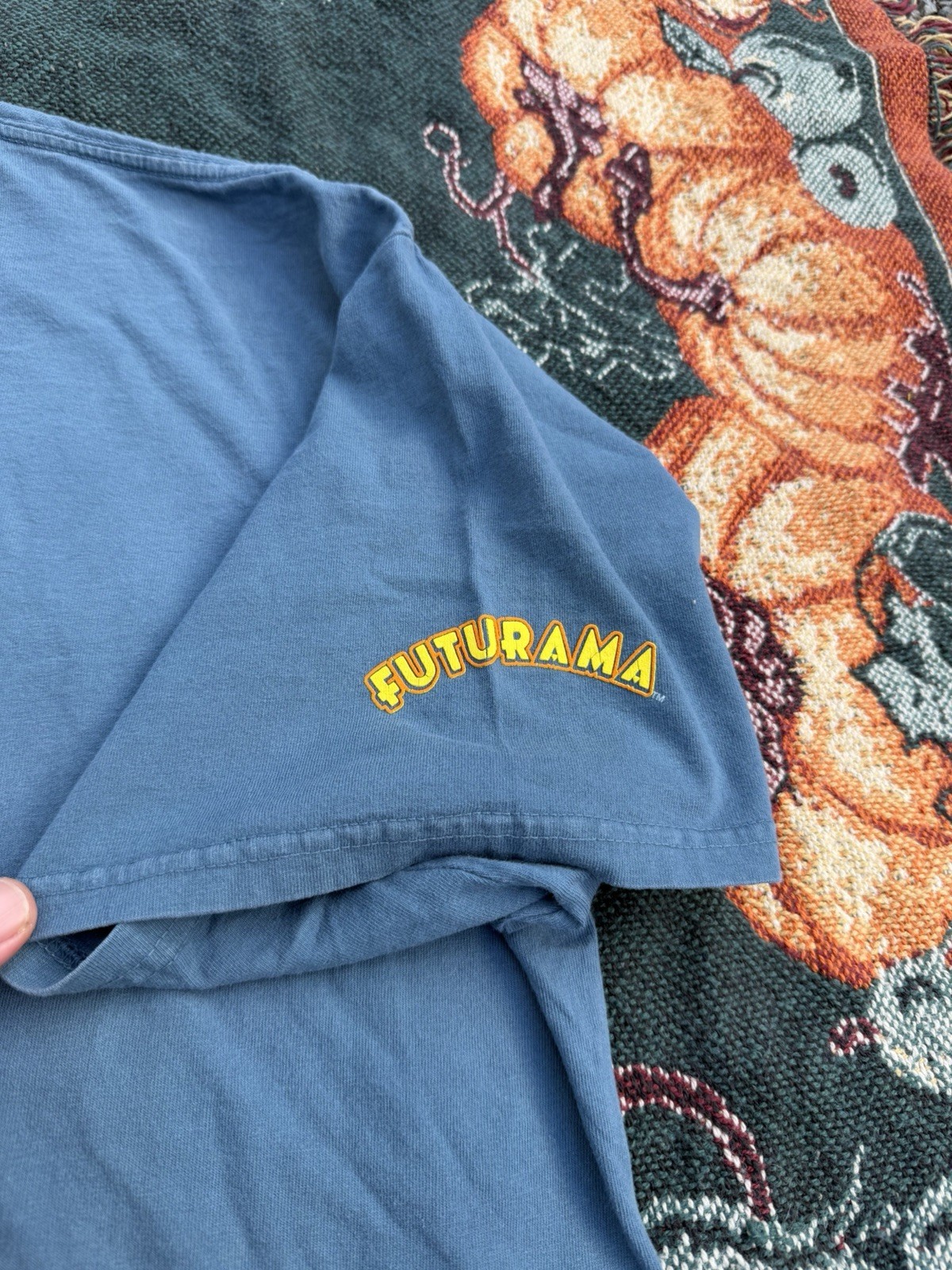 Vintage 90s Futurama RARE Cartoon Network TV Show Cartoon Blue Men’s Shirt XL gallery