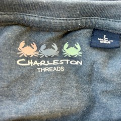 Charleston Threads Pocket T-Shirt Men’s Large Blue Solid Poly Cotton Blend Crab