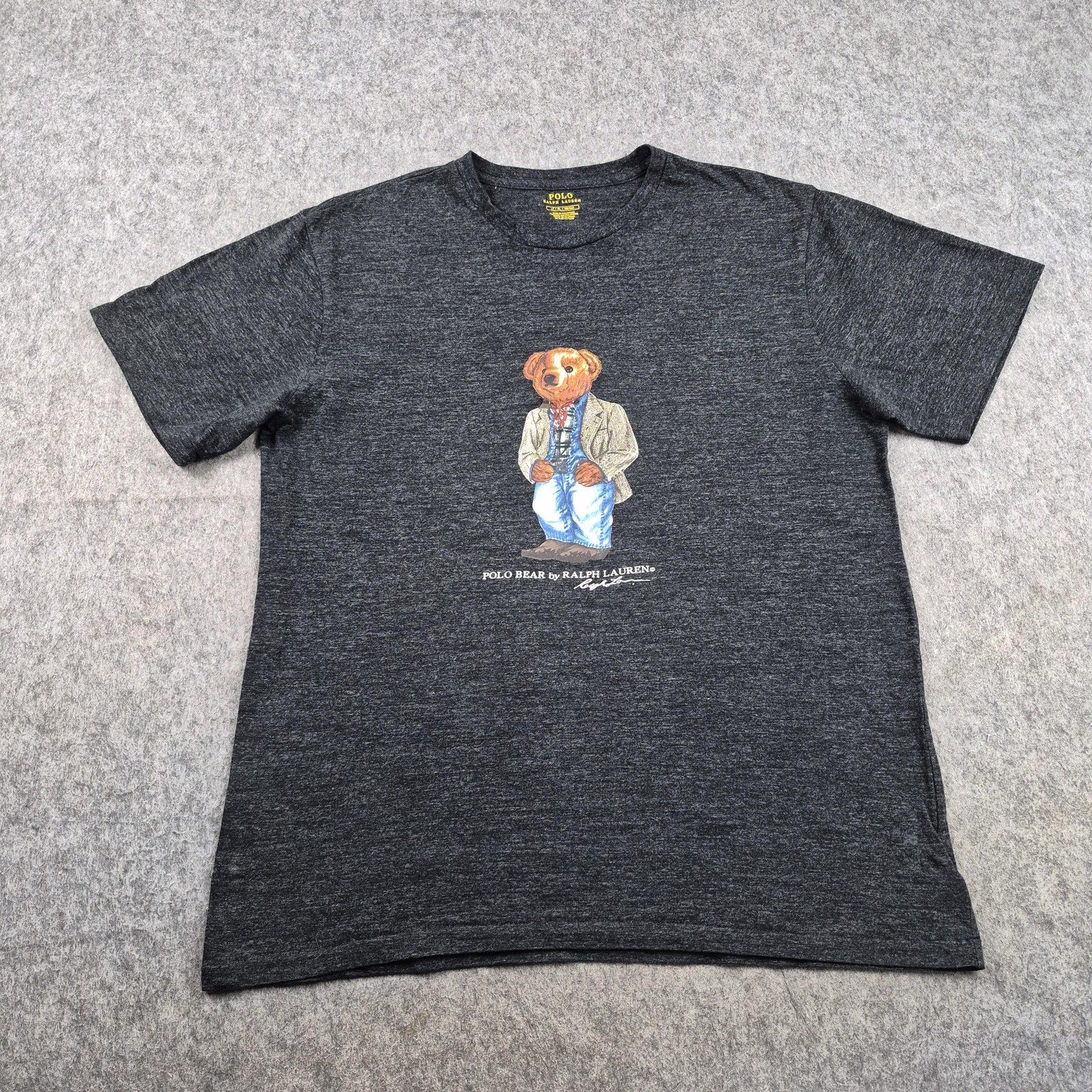 Polo Ralph Lauren Shirt Mens Large Grey Polo Bear Logo Graphic T-Shirt Casual
