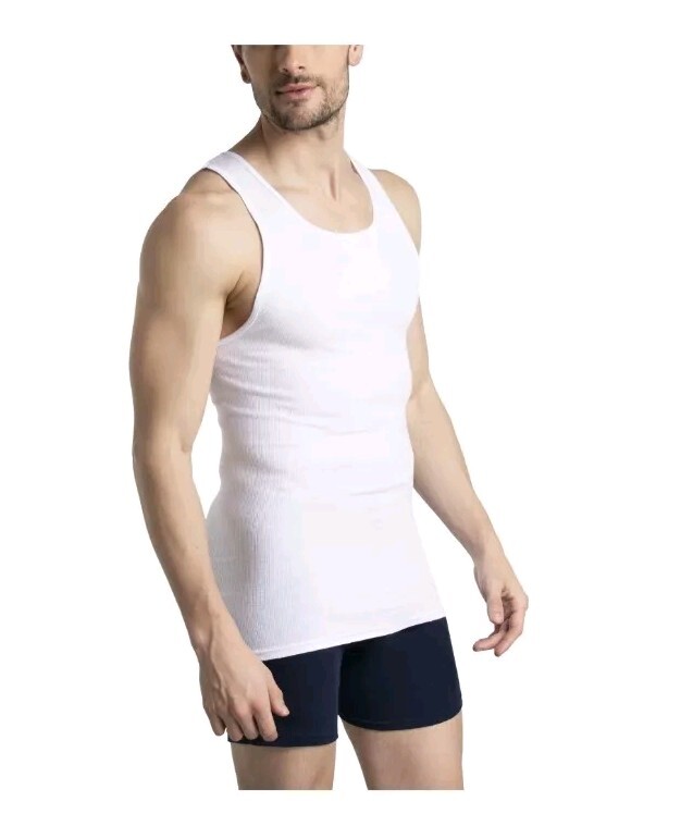 Fruit of the Loom Men's 10 Pack White Ribbed Tag Free Tank A-Shirts Large 42/44 gallery