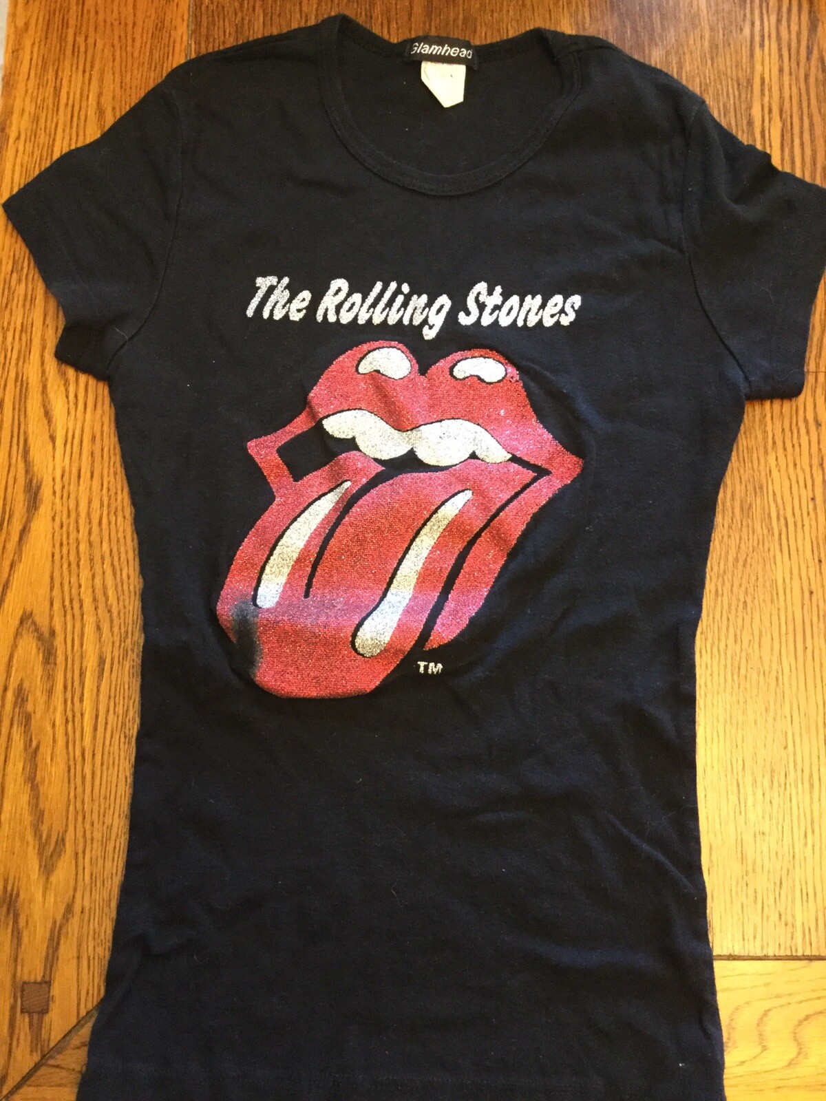 The Rolling Stones. Black Shirt With Glittered Tongue. S. ( Runs Small )