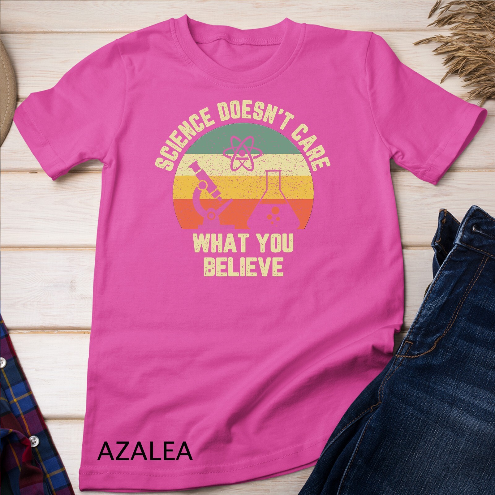 Science Doesn't Care What You Believe Funny Science Teacher Unisex T-shirt gallery