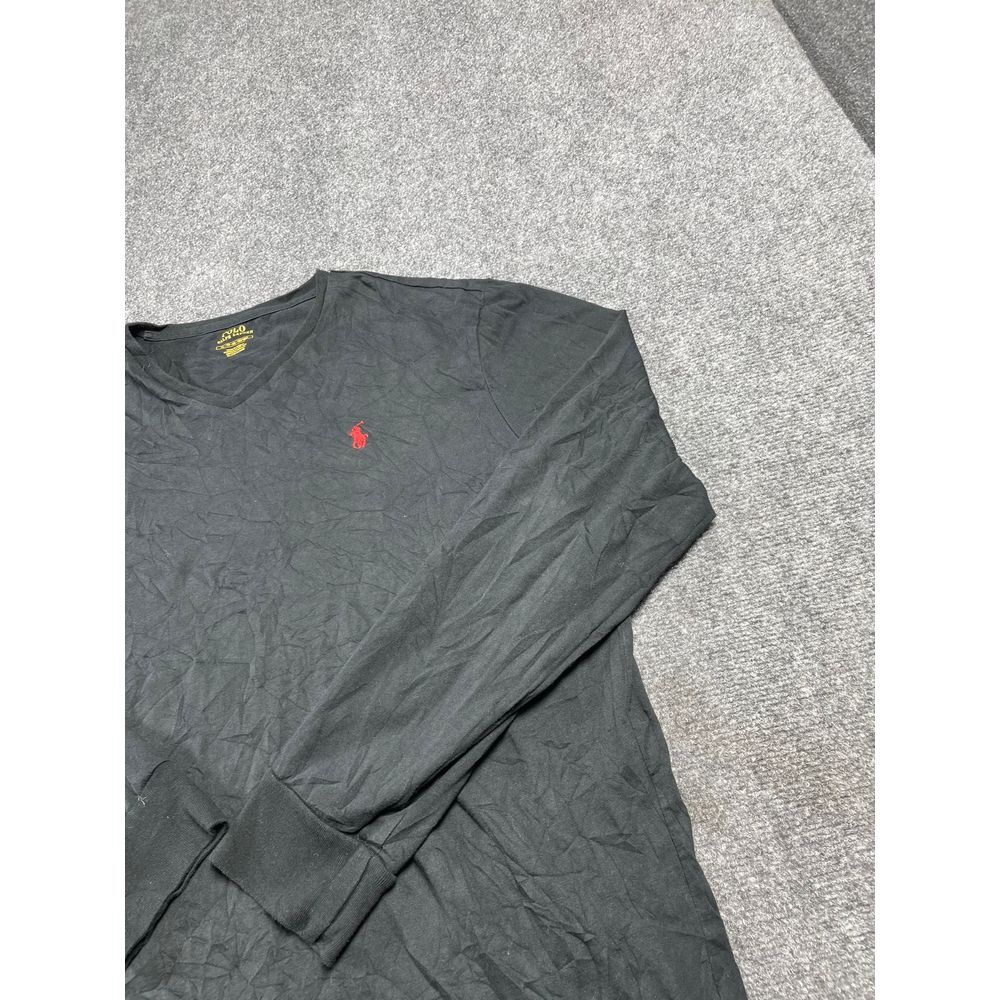 Men's Black Full Sleeve V-Neck Ribbed Cuff Pull Over Casual T-Shirt Size XL gallery