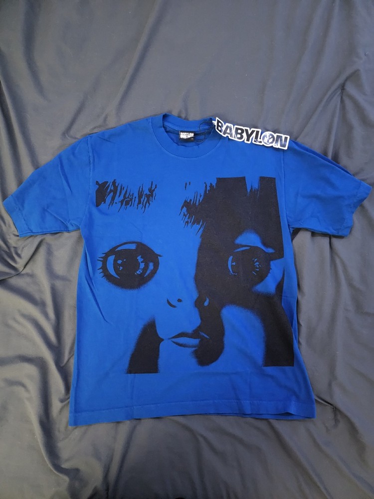 New Babylon Men’s Dollface Graphic Logo Tee Blue S Crew Neck Cotton Jersey Small
