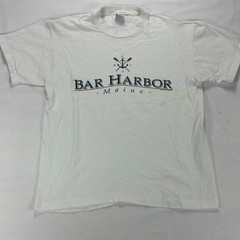 Vintage Bar Harbor Maine Single Stitch Anvil T-Shirt Mens L White Tourist Tee