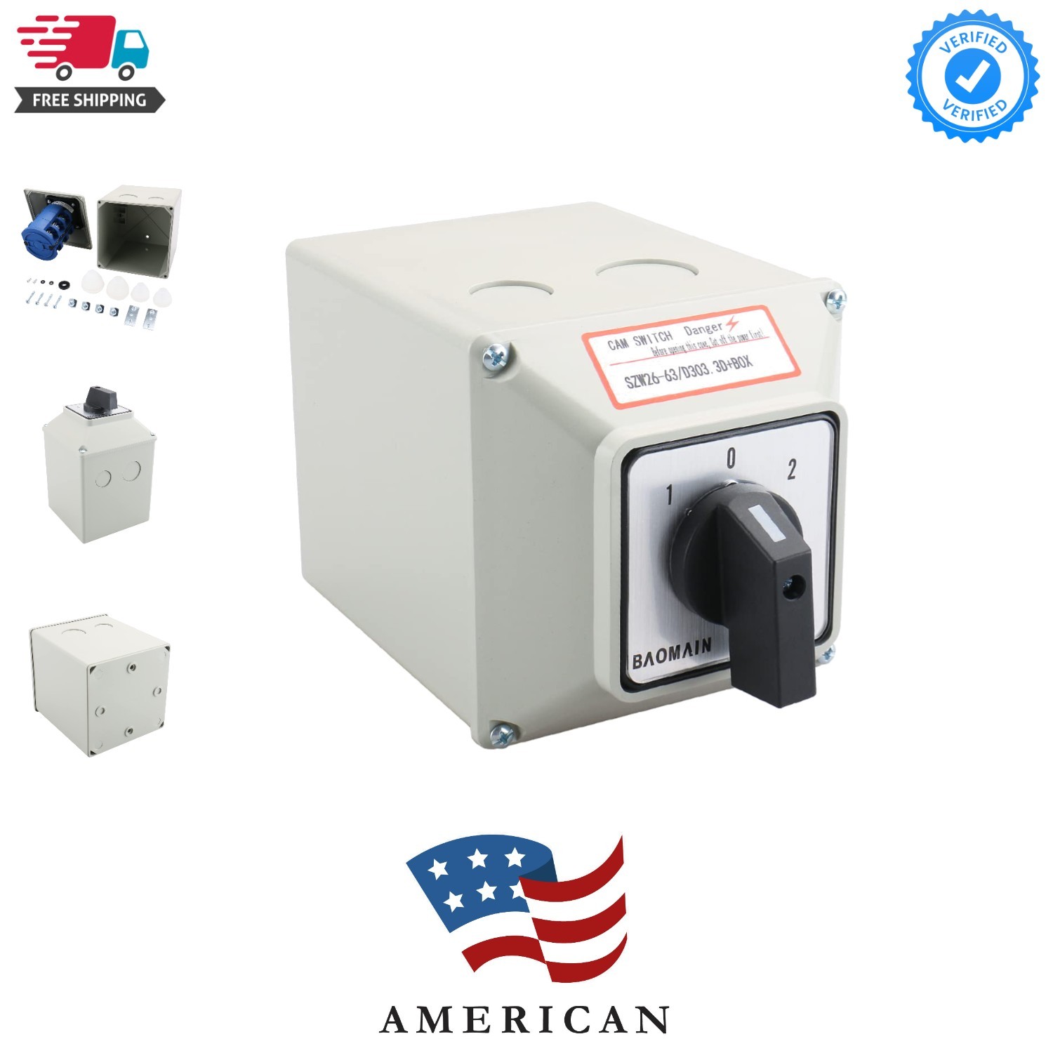 Universal Rotary Changeover Cam Switch – 660V 63A 3 Position 3 Phase with Mas…