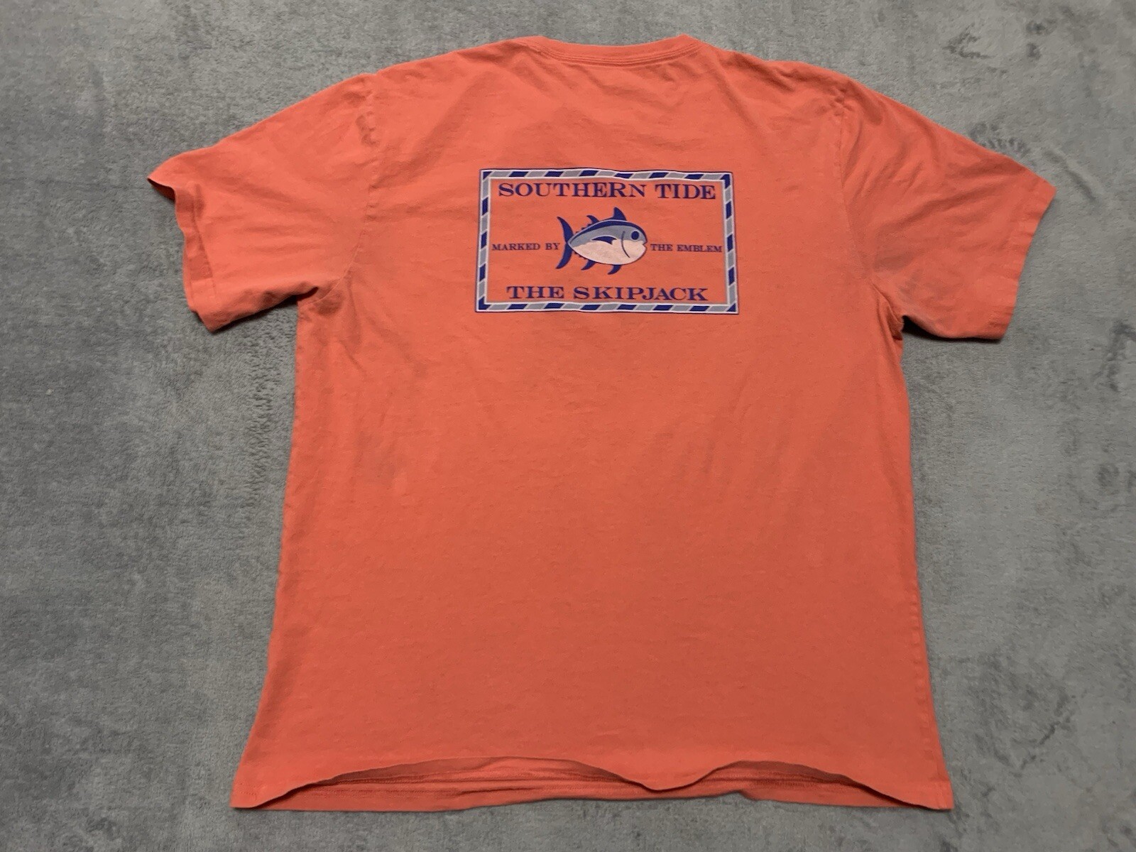 Southern Tide Mens T Shirt XL Salmon Pink Short Sleeve Fishing Skipjack Boat