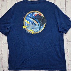 Guy Harvey Mens Navy Blue Sailfish American Flag Graphic T-Shirt XXXL Cotton
