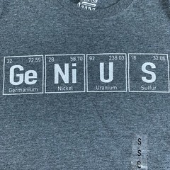 Tee Luv Genius T-Shirt Gray Size Small Periodic Table NWT