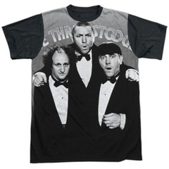 Three Stooges Classy Fellas Adult Halloween Costume T Shirt (Black Back), S-3XL