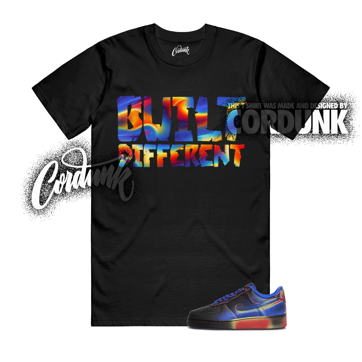 Air Force 1 Low Retro Heat Map Black Racer Blue T Shirt Match BUILT