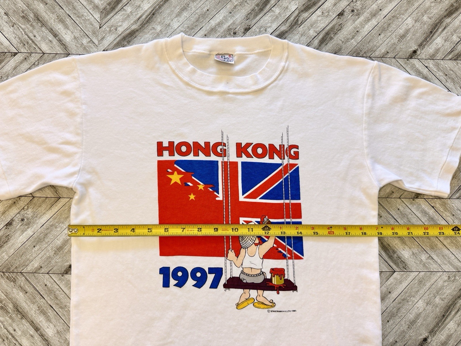 VTG Hong Kong T-Shirt Mens Medium White China United Kingdom Handover Flag Logo gallery
