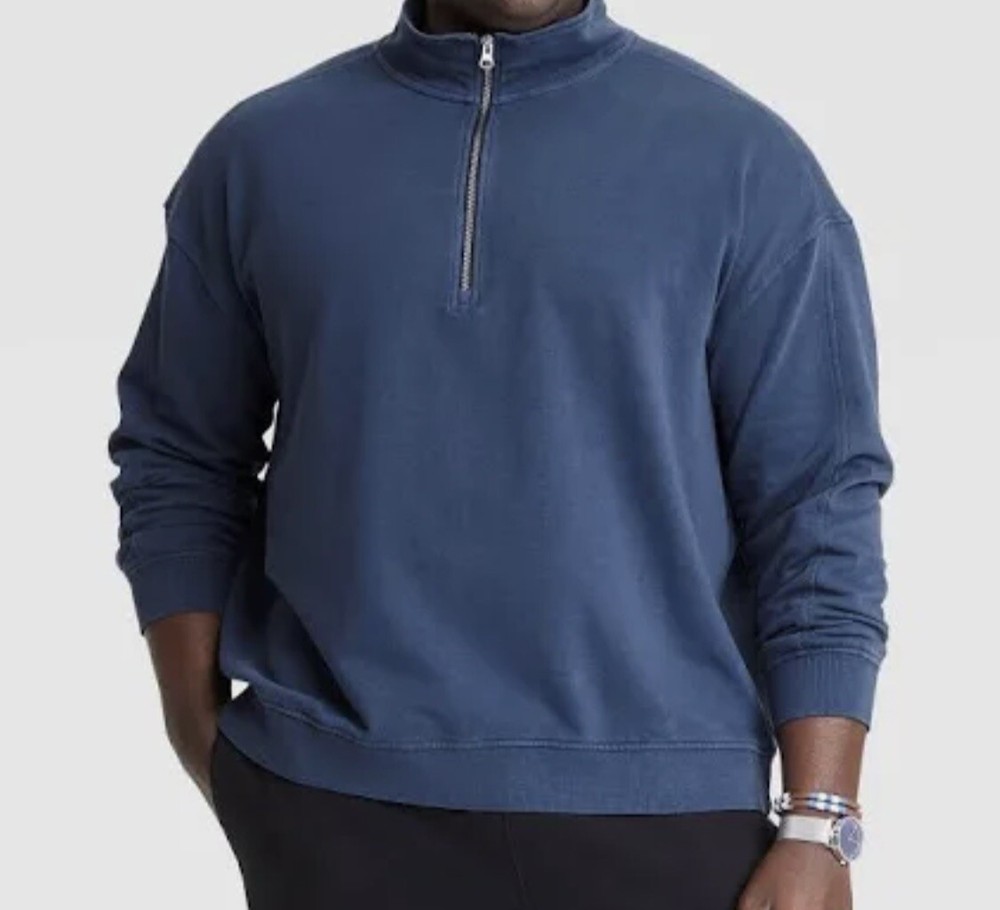 Men’s Goodfellow Half Zip Pullover Shirt Size L Fighter Pilot Blue