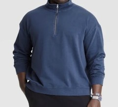 Men’s Goodfellow Half Zip Pullover Shirt Size L Fighter Pilot Blue