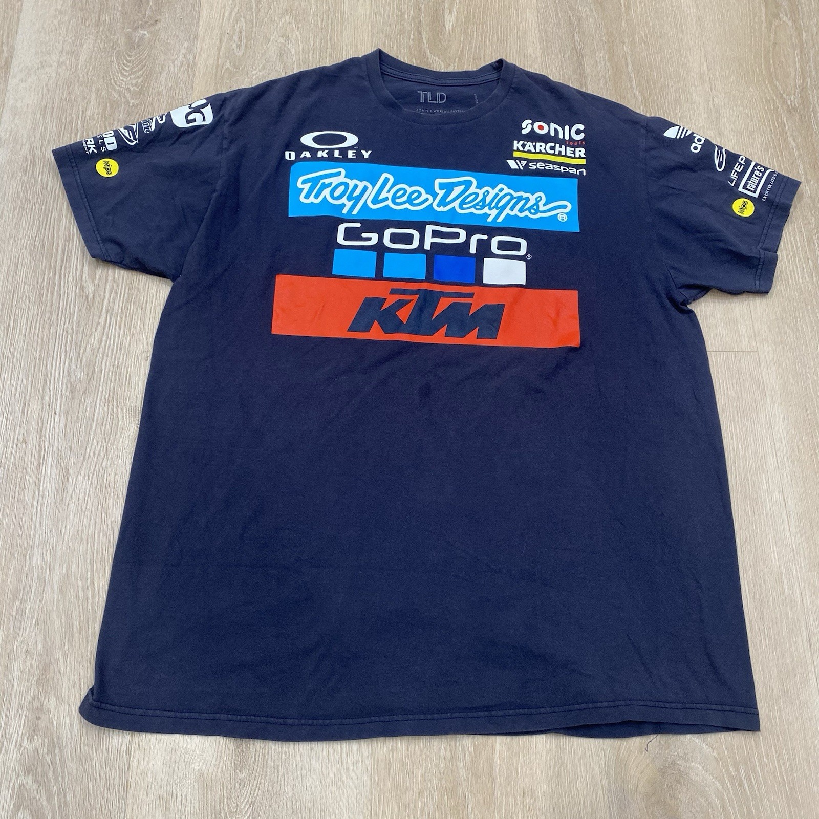 Troy Lee Designs TLD KTM GoPro Oakley Adidas Short Tee T-Shirt Blue 2XL Mens