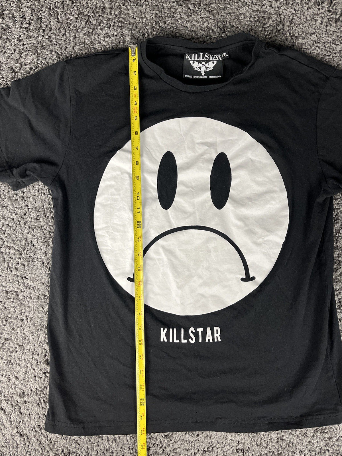 Killstar Sad Face Long Line Tee Frown T Shirt Mens XL Grunge, Street Wear. gallery