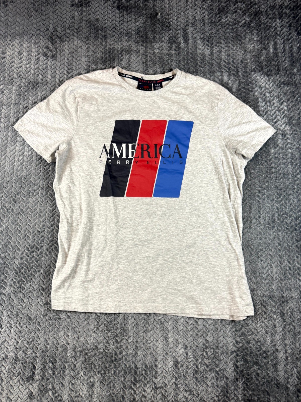 Perry Ellis America T Shirt Men Large Gray Cotton Graphic Short Sleeve Crewneck gallery