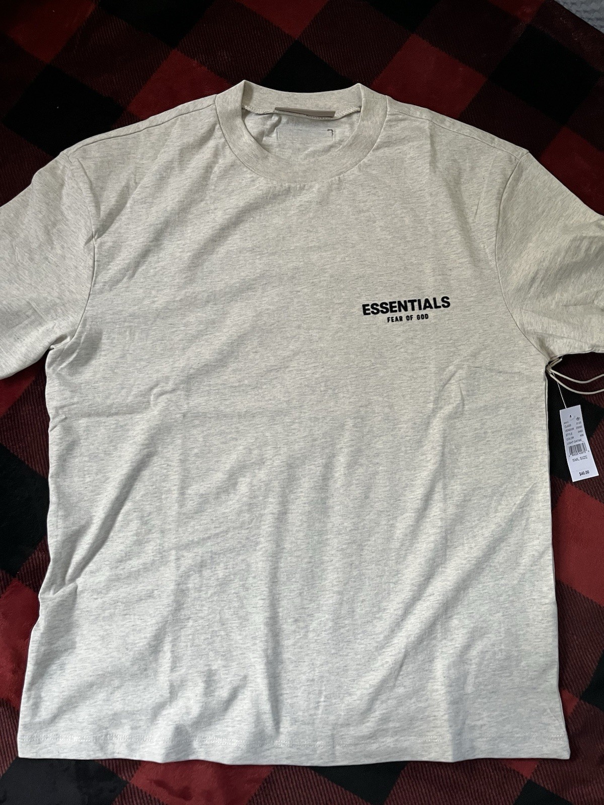 Essentials Fear of God ESSENTIALS Light Oatmeal Logo Graphic Tee Men’s S gallery