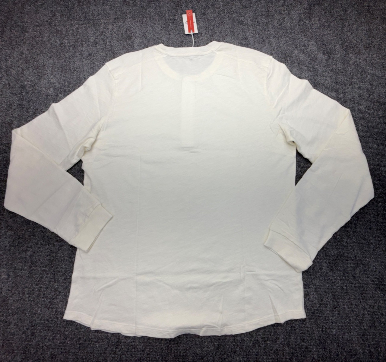 Marine Layer Long Sleeve Henley Shirt Ivory 100% Cotton Custom Dye Mens L NEW gallery