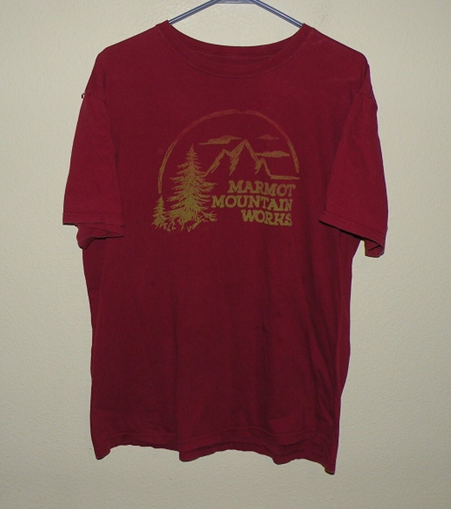 Marmot Mountain Works Men’s Large (XL) SS T Shirt Red Organic Cotton
