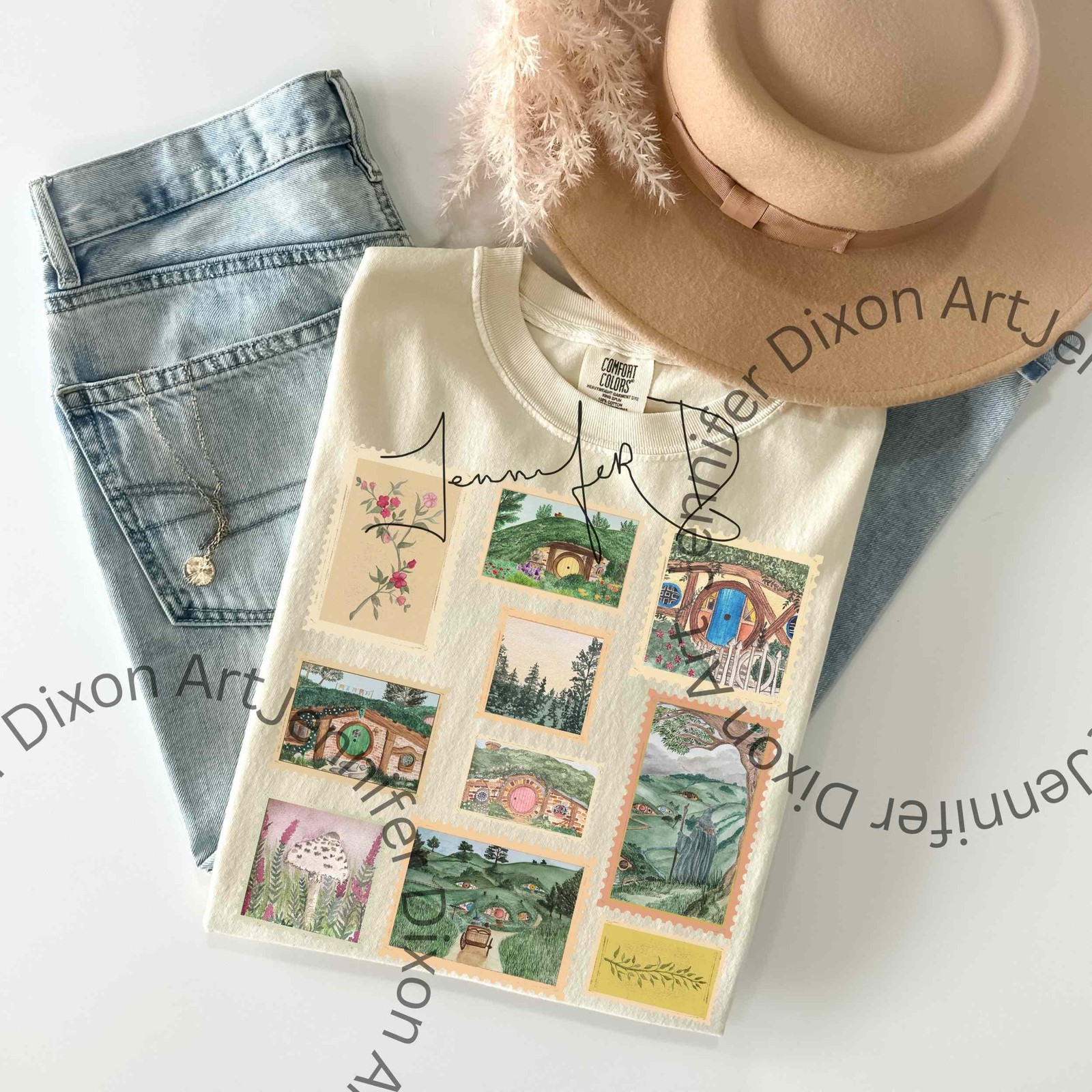 Tolkien inspired fantasy t-shirt The Shire shirt vintage stamp Bookish shirt Fel gallery