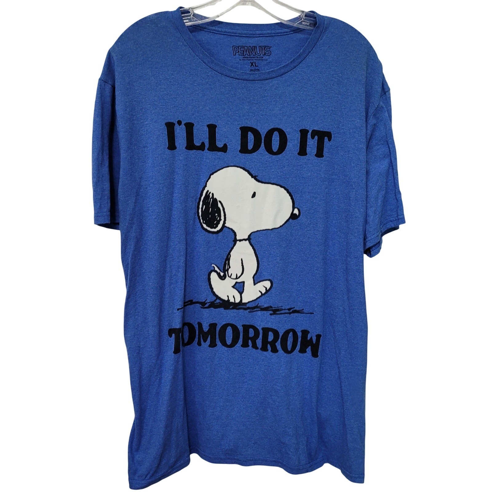Peanuts Snoopy I'll Do It Tomorrow T-Shirt Mens XL Blue Graphic Tee Humor gallery