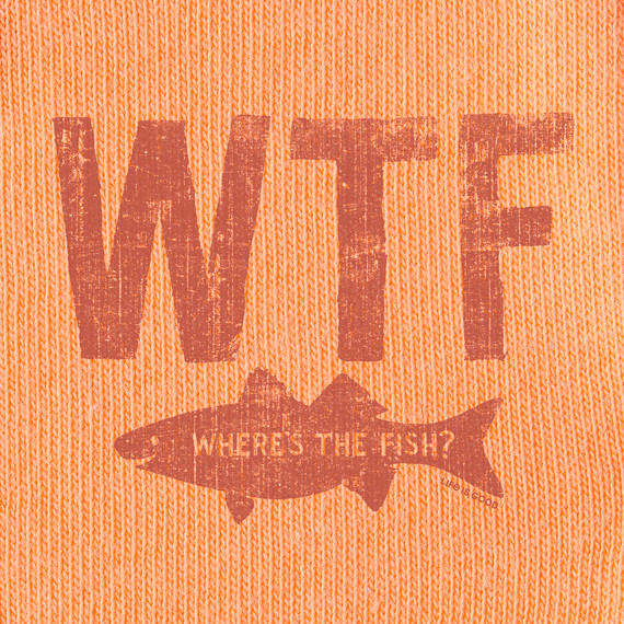 NWT Men’s Life Is Good WTF Fish Fishing Orange SS Crusher Tee