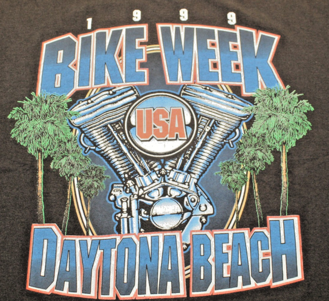Vintage 1999 Bike Week Daytona Beach FL Black Short Sleeve T Shirt Men's XL 46 gallery