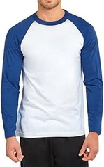 TOP PRO Men’s Full Length Sleeve Raglan Cotton Baseball T Shirt (L / RB/WHT)