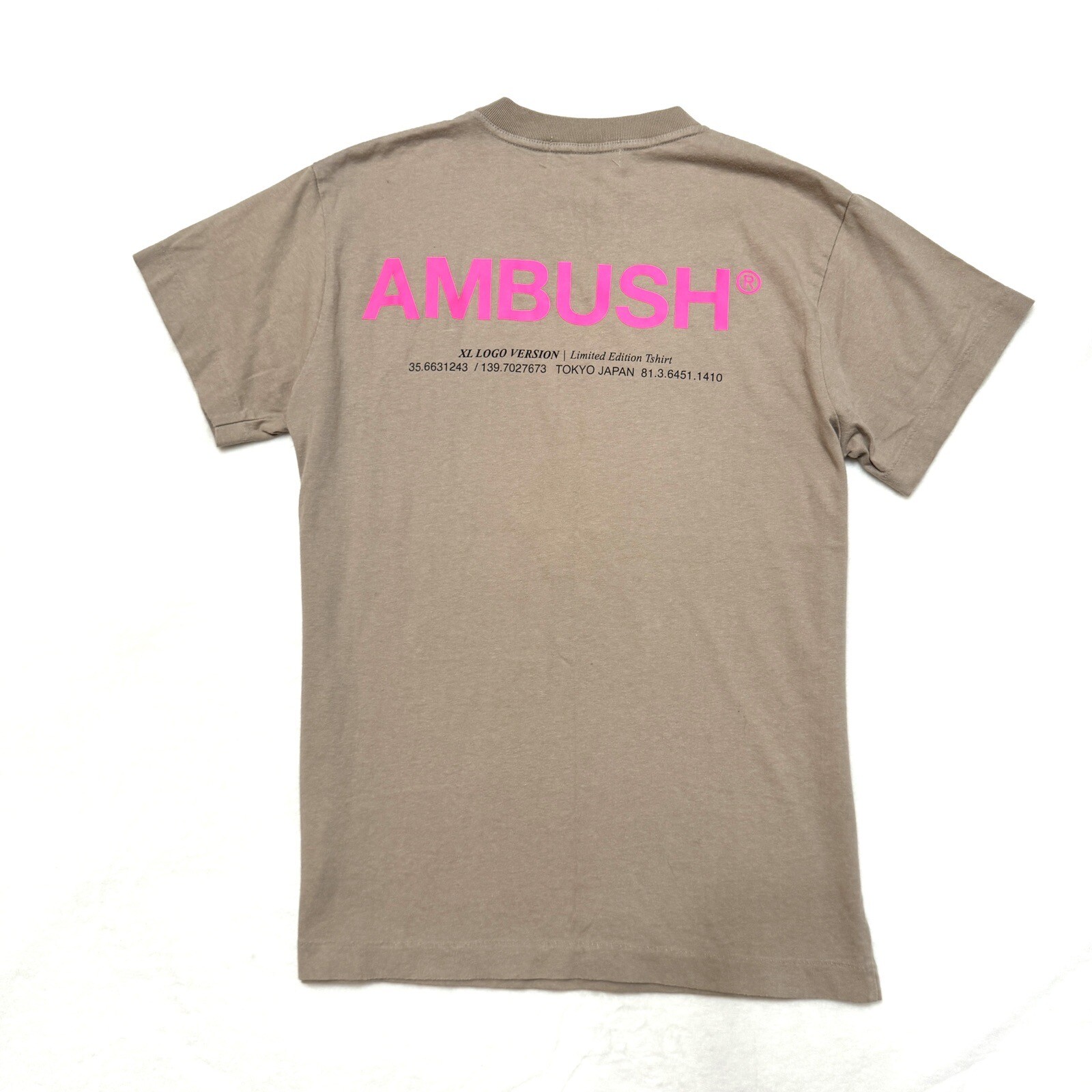 AMBUSH Japan Sz 1 / US S Small Logo Version T-Shirt Limited Edition Taupe/Pink gallery