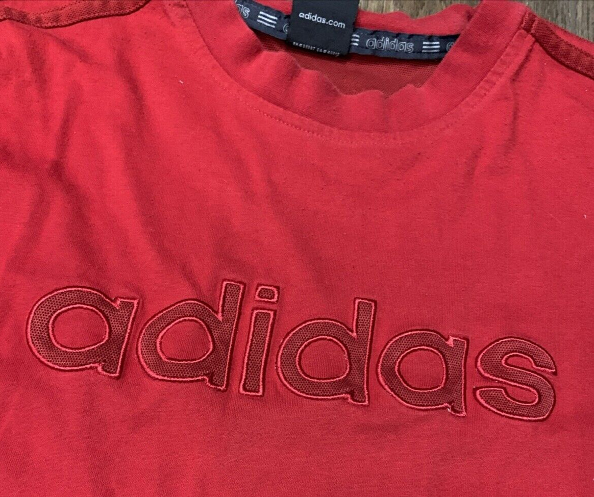VTG Adidas Long Sleeve T Shirt Mens XL Three Stripe Sleeve Spell Out Thailand gallery
